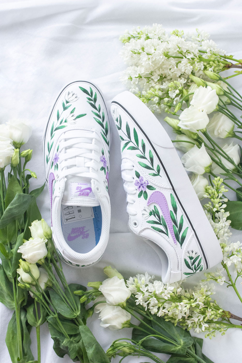 Nike кеды с росписью - Весенние цветы