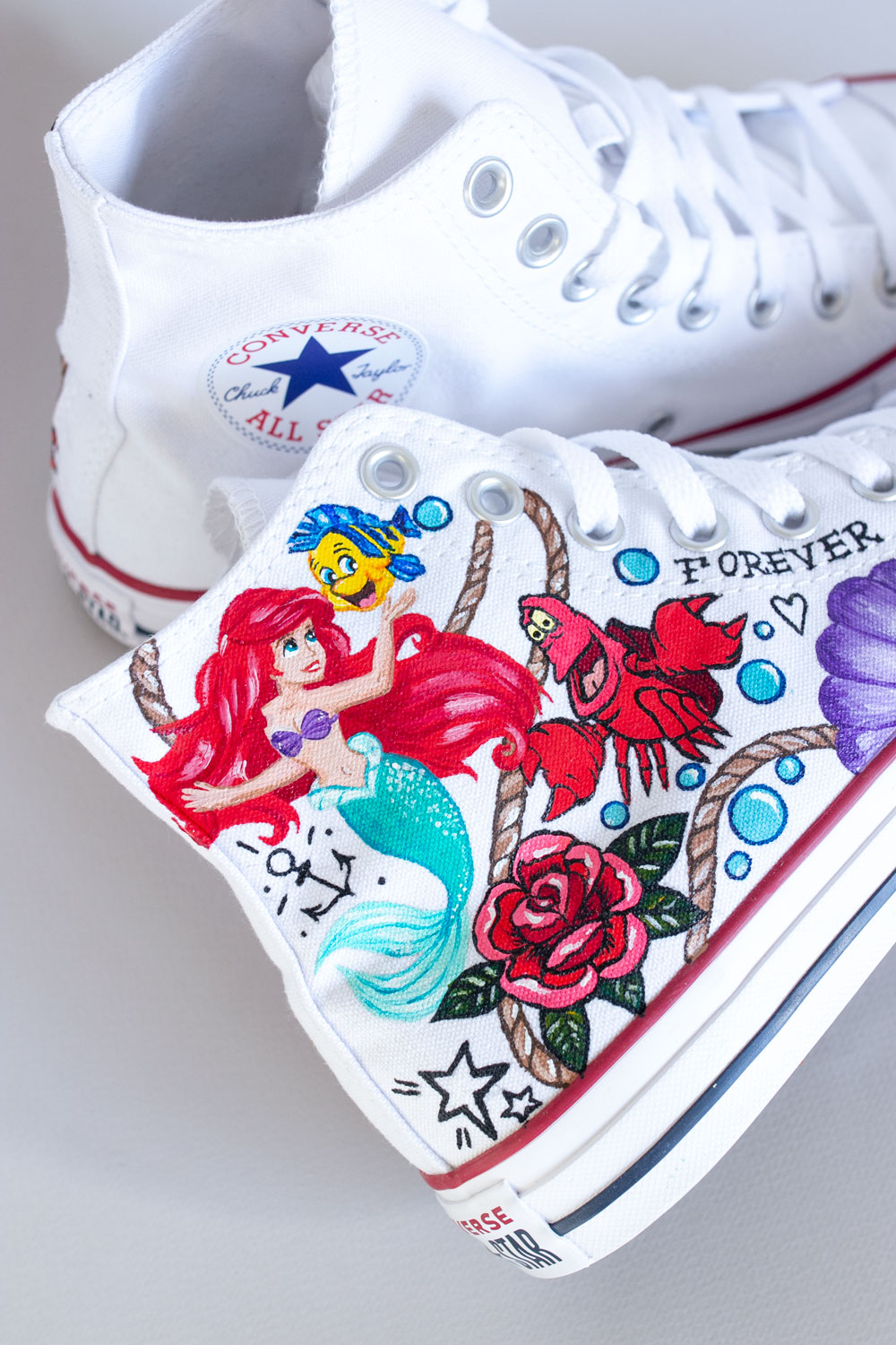 Кеды конверсы с росписью - Русалочка Дисней