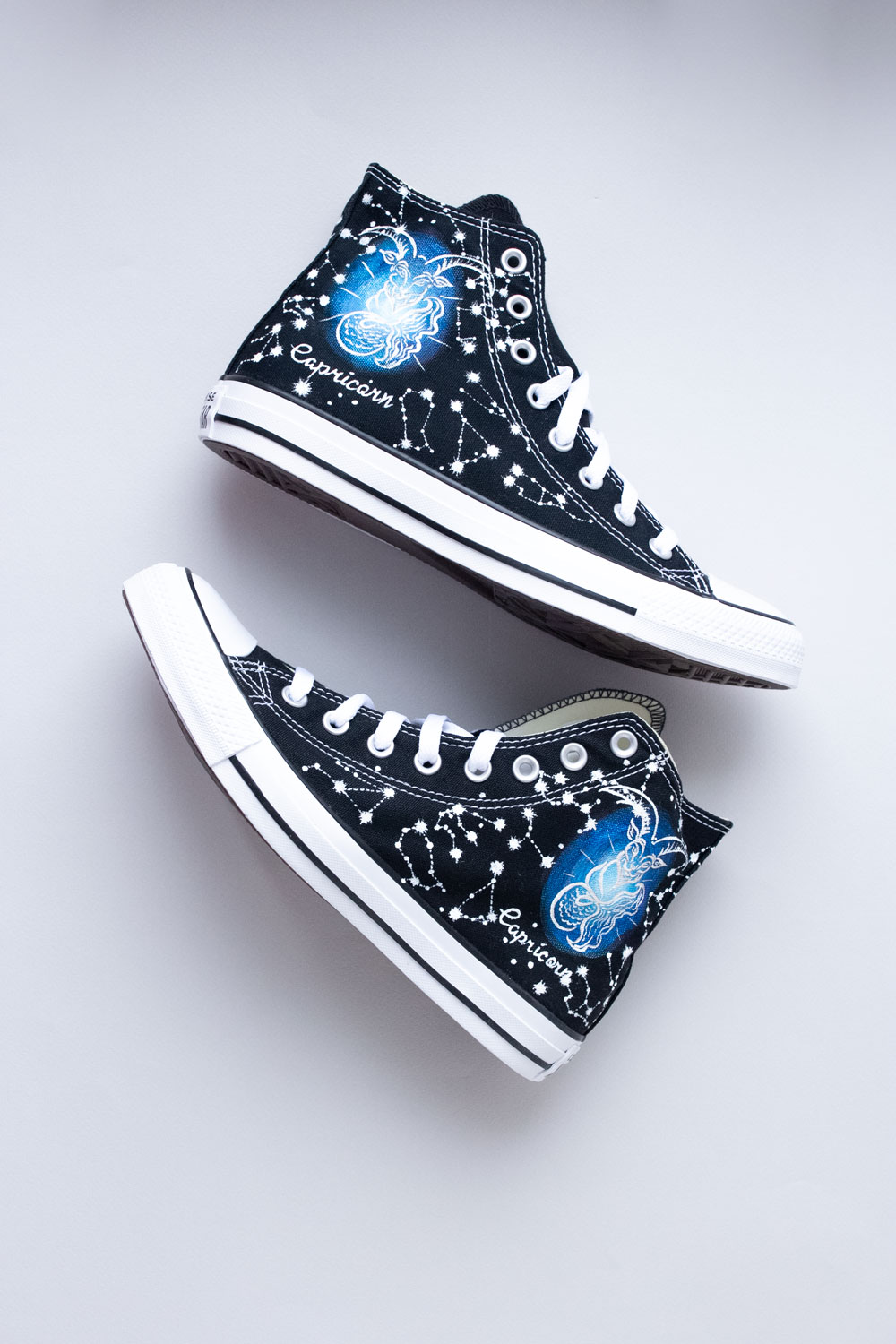 Кеды конверсы с росписью -  Козерог, обувь со знаком зодиака