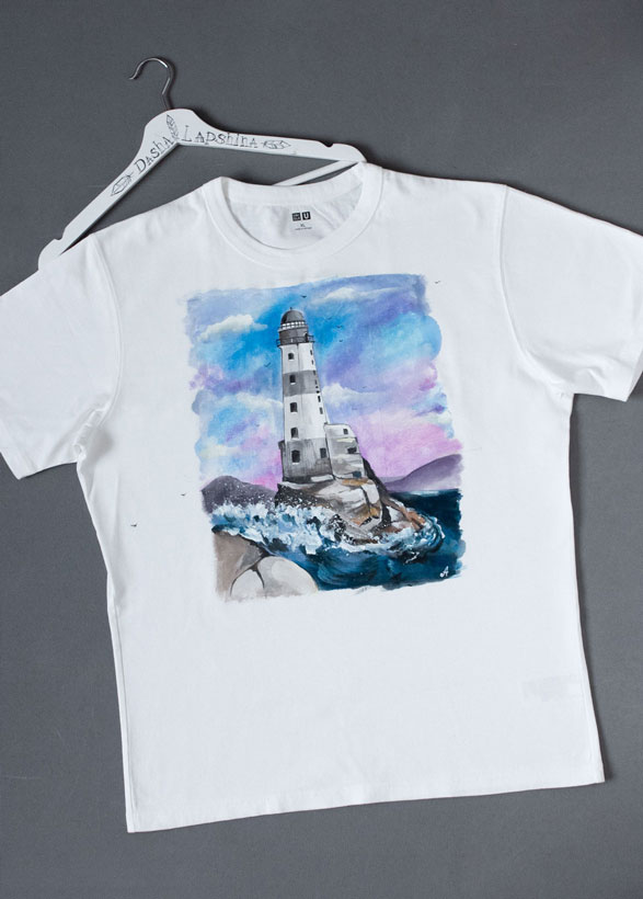 Морская футболка с Маяком и морем