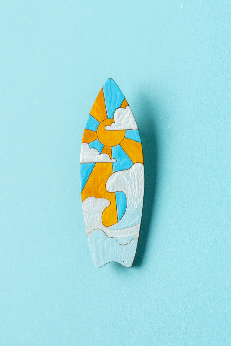 Деревянная брошь - Сёрф