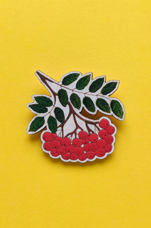 Деревянная брошь - Рябина