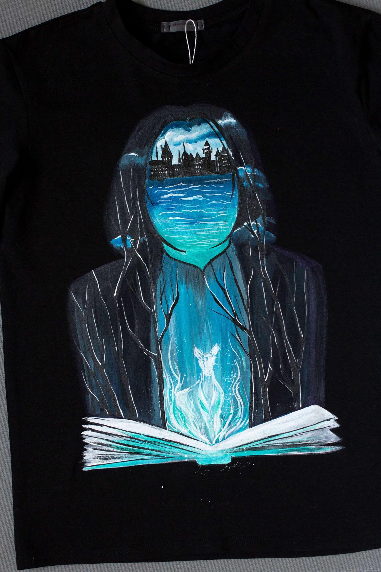 Футболка с росписью - Северус Снейп и патронус