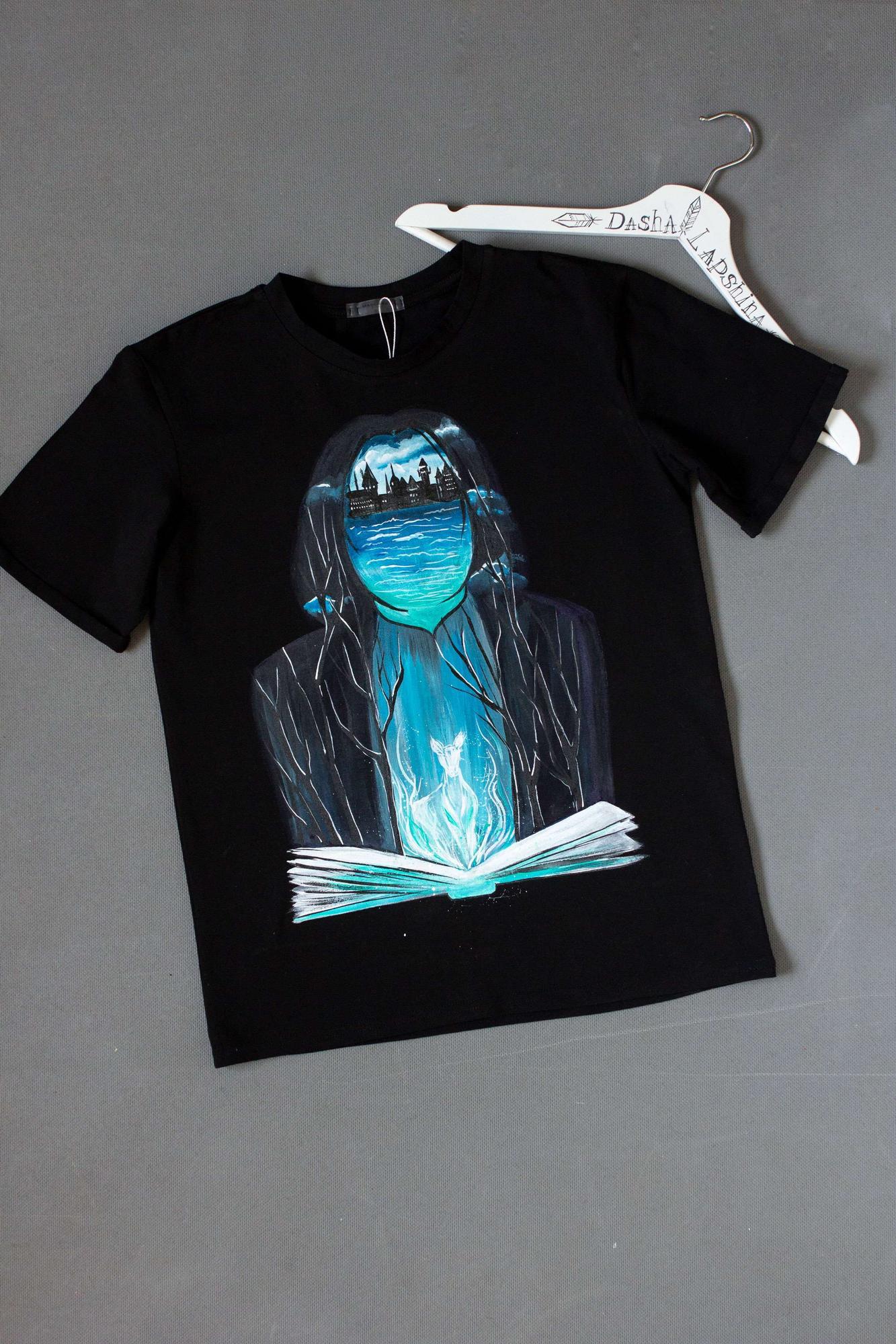 Футболка с росписью - Северус Снейп и патронус