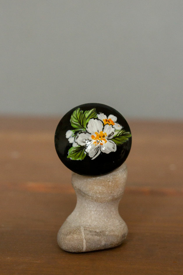 Деревянное кольцо с росписью Цветущая клубника