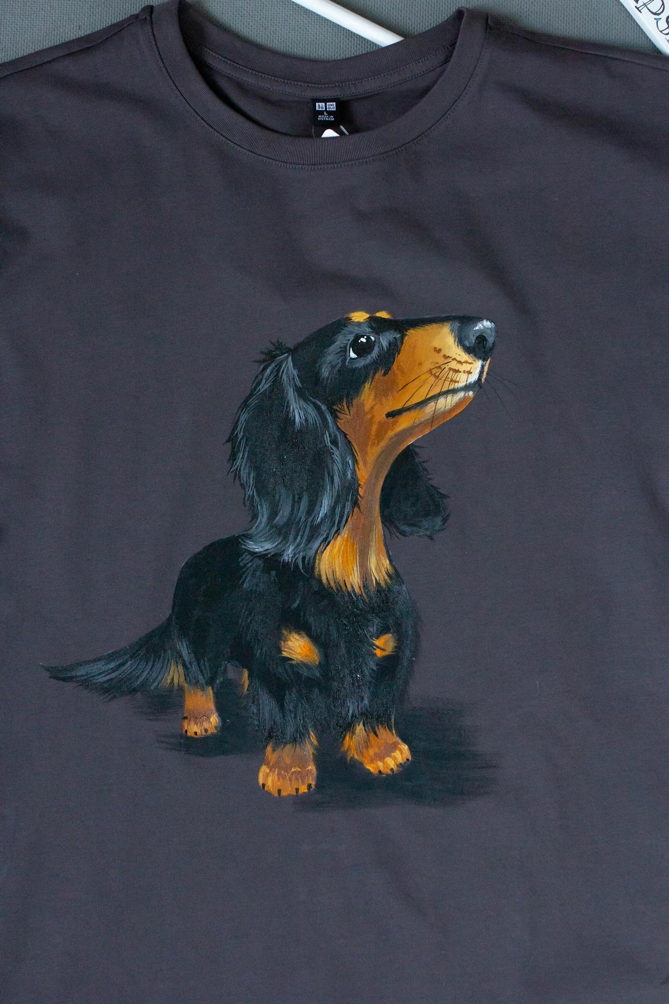 Футболка с собакой - Чёрный таксик