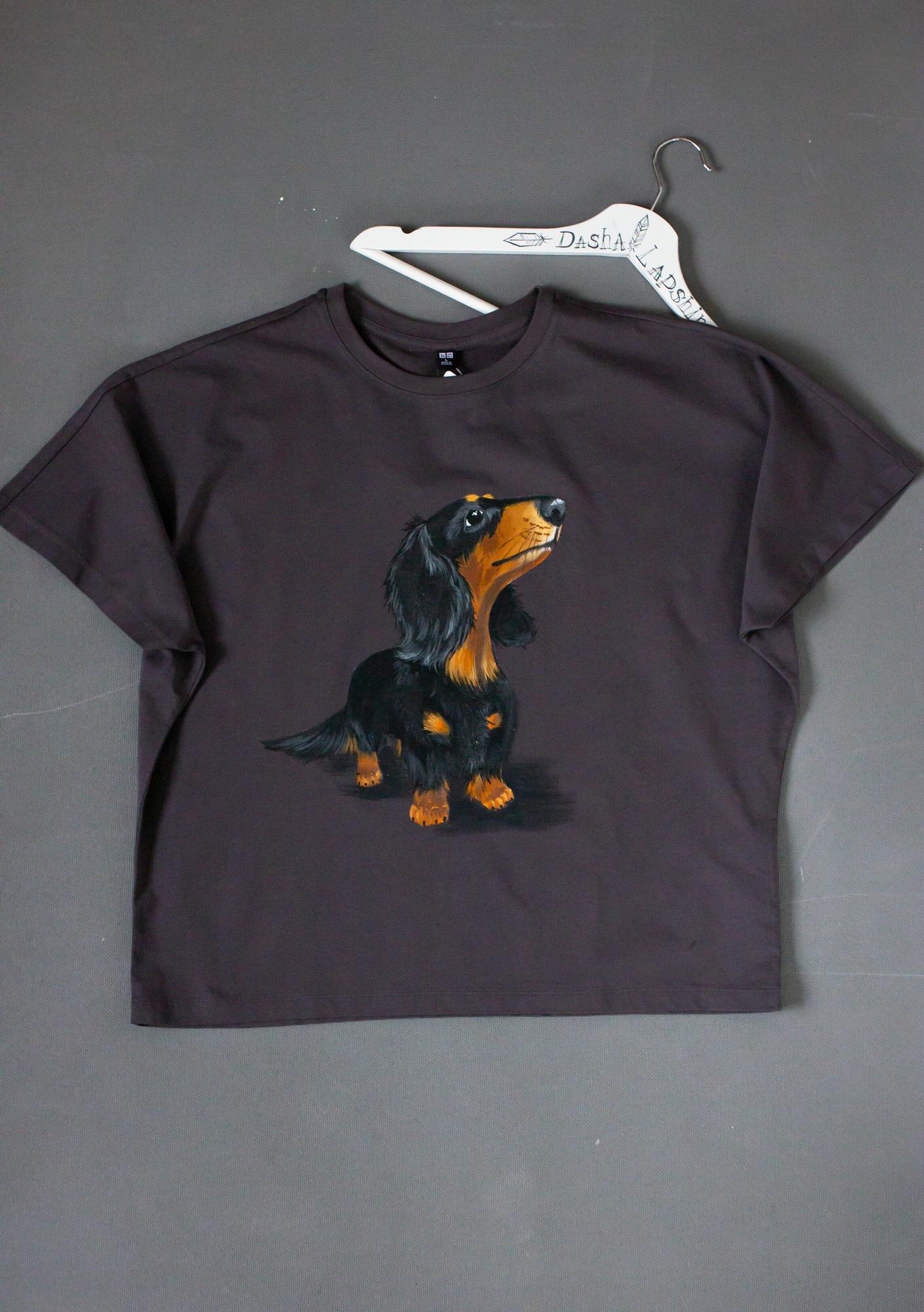 Футболка с собакой - Чёрный таксик