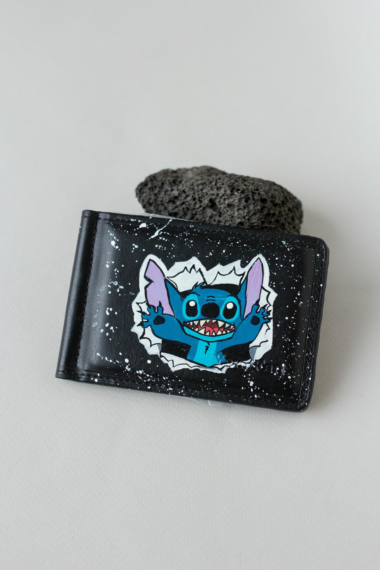 Черный зажим для денег - Стич