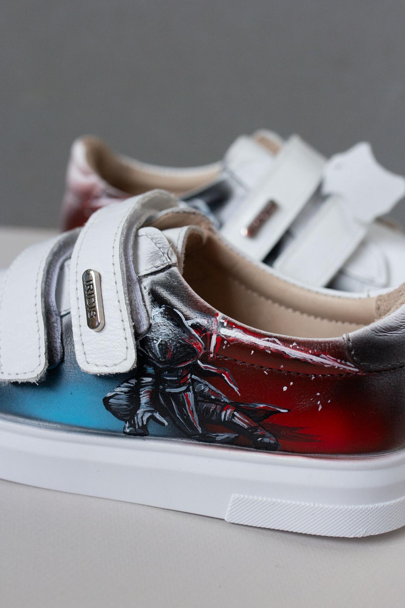 Белые кеды из кожи с росписью - Кайло Рен из Звёздных Войн