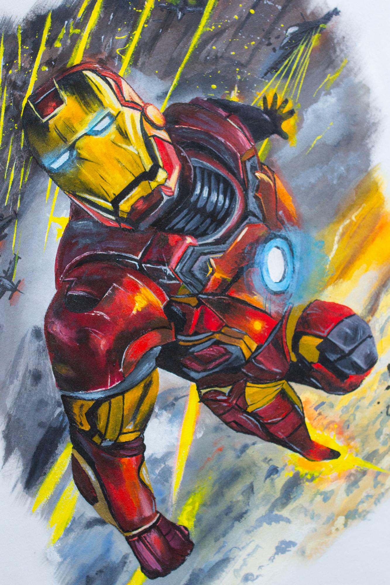 Футболка с росписью - Железный человек, Iron Man кастом