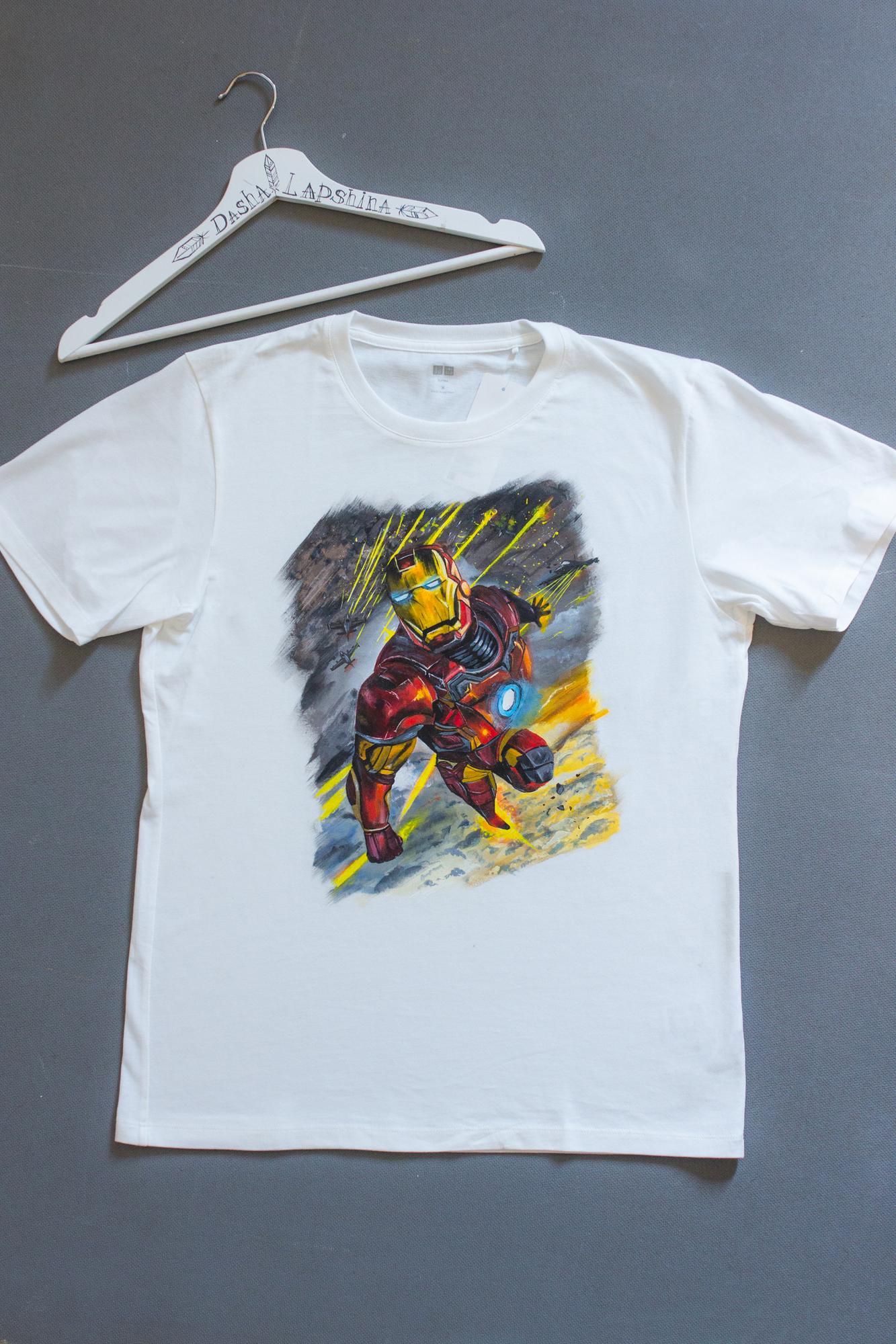 Футболка с росписью - Железный человек, Iron Man кастом