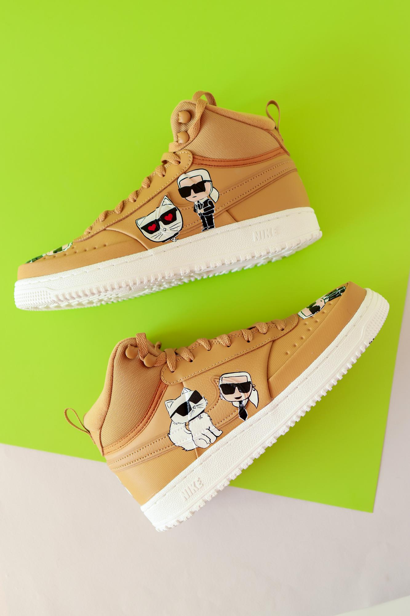 Кеды с росписью - Карл Лагерфельд и Шуппет