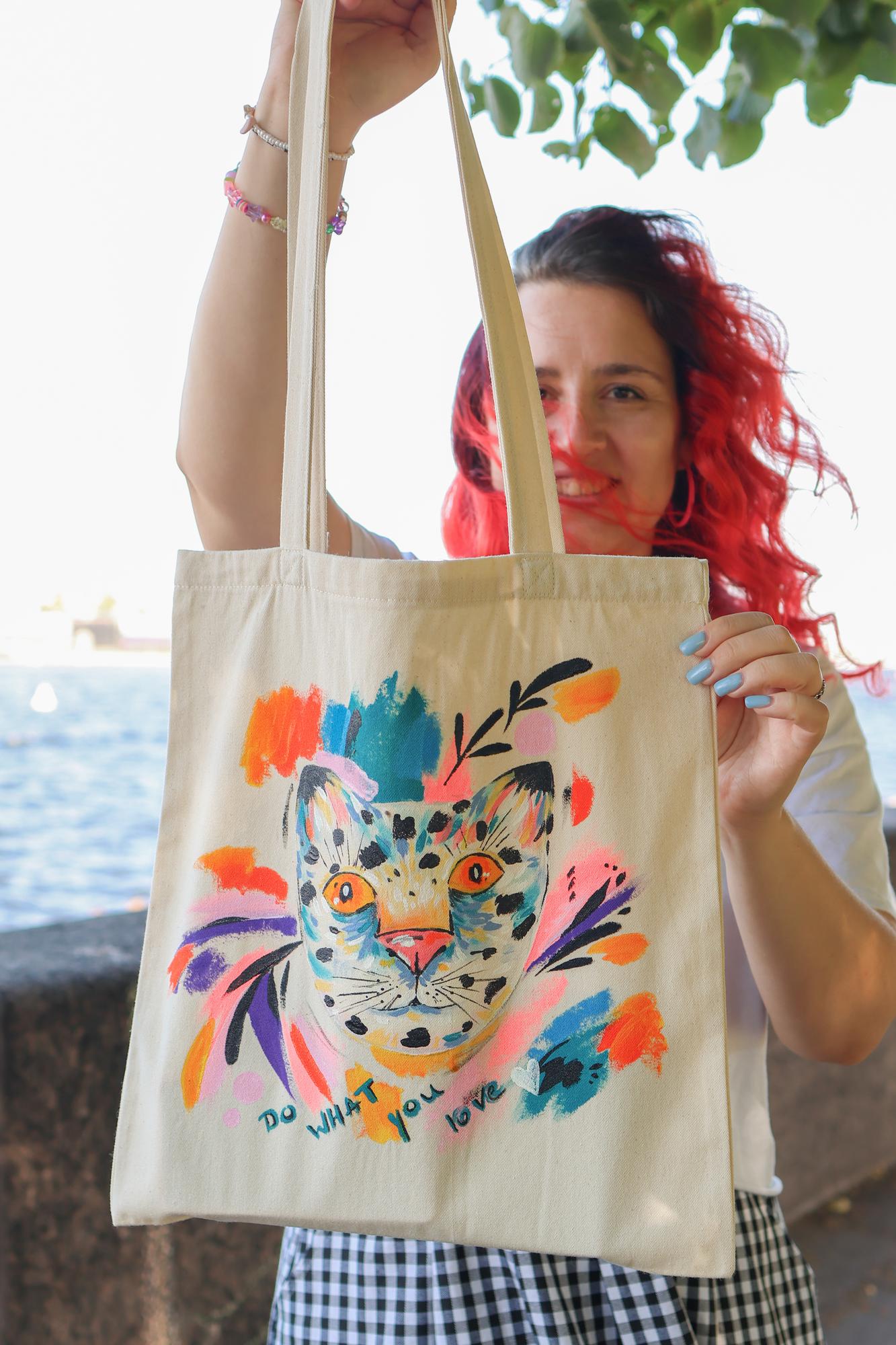 Cумка - шоппер с росписью - Тигр