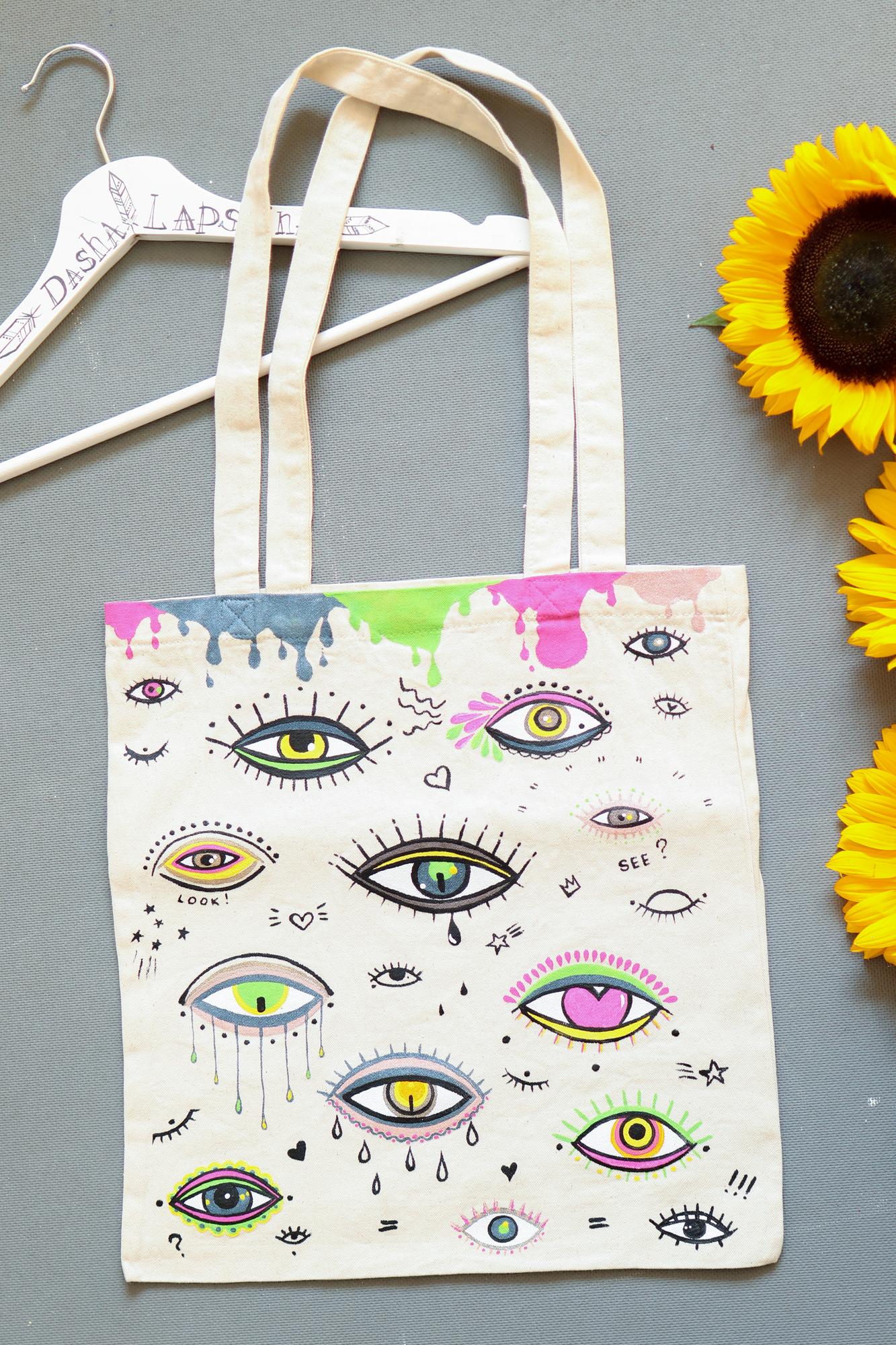 Cумка - шоппер с росписью - All eyes on me