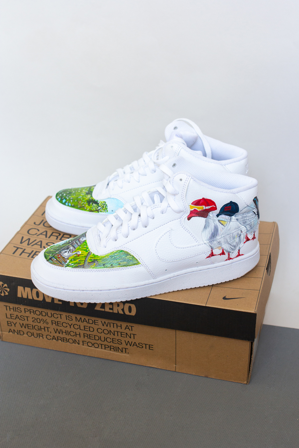 Кеды с росписью - Гуси и деревня