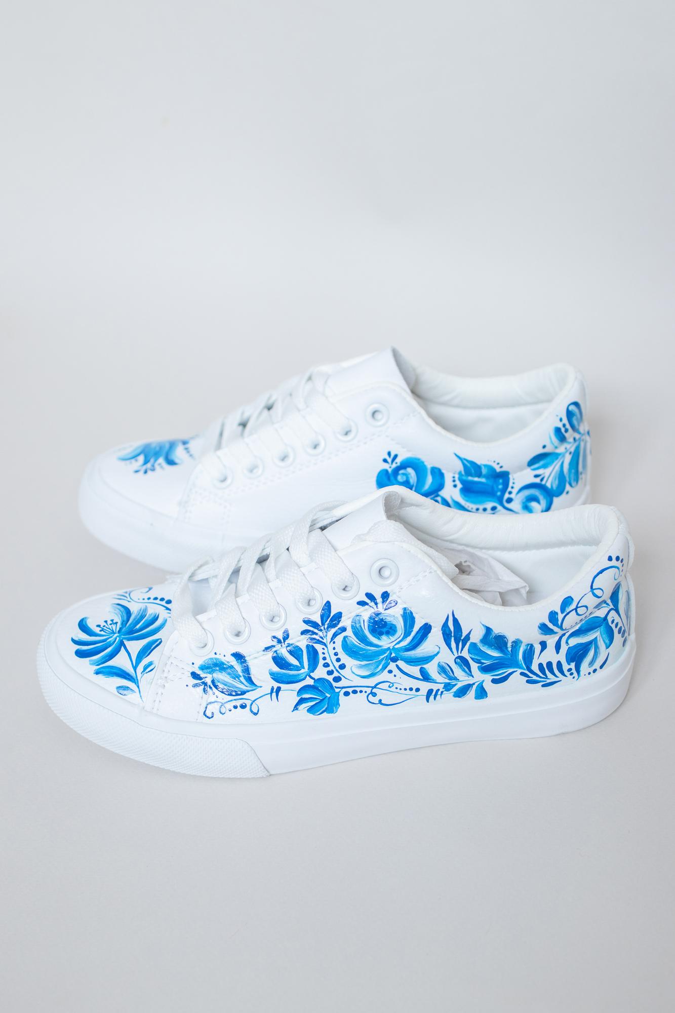 Роспись кожаных кед - Узоры Гжель