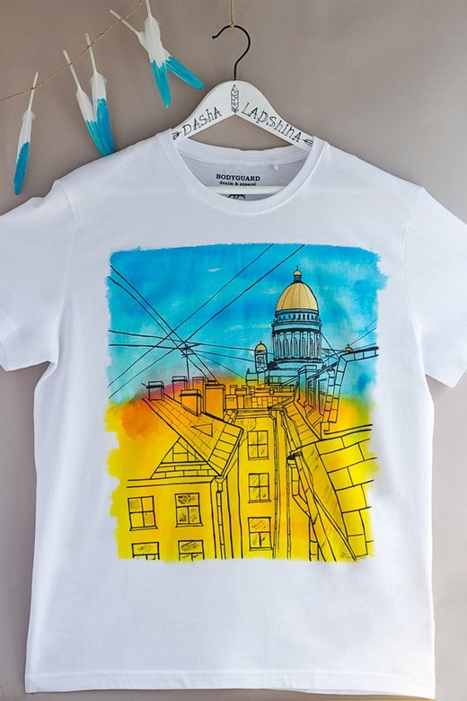 Мужская Футболка - Рассветный Петербург - Исаакий