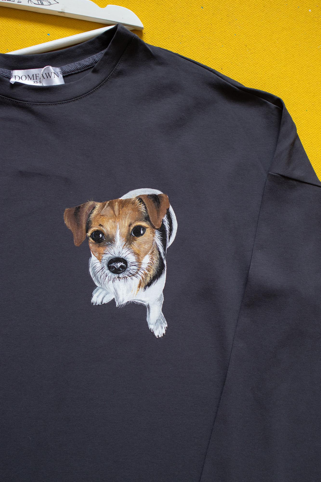 Лонгслив с портретом собаки - Джек Рассел Терьер