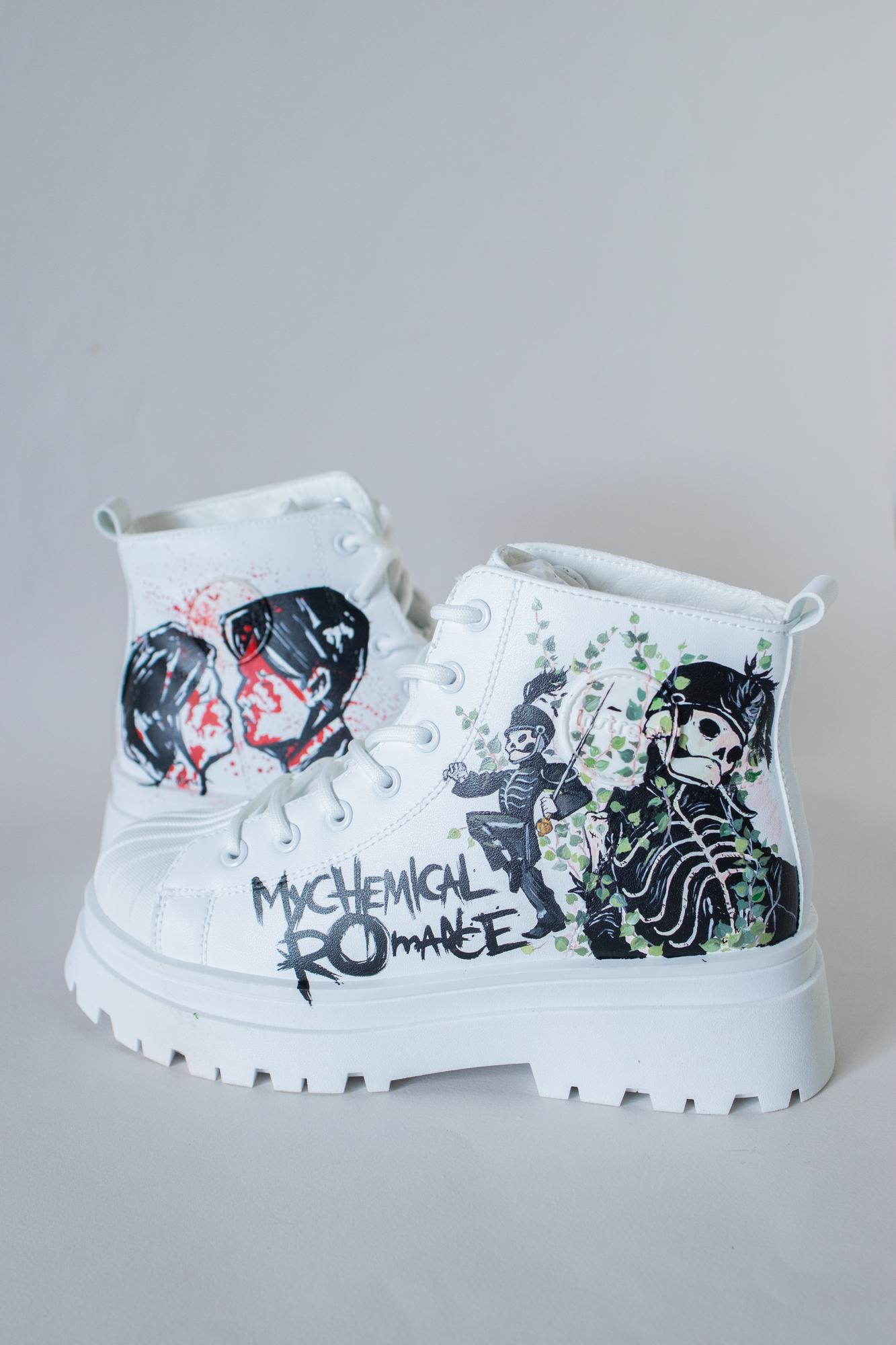 Кожаные ботинки с росписью - My Chemical Romance