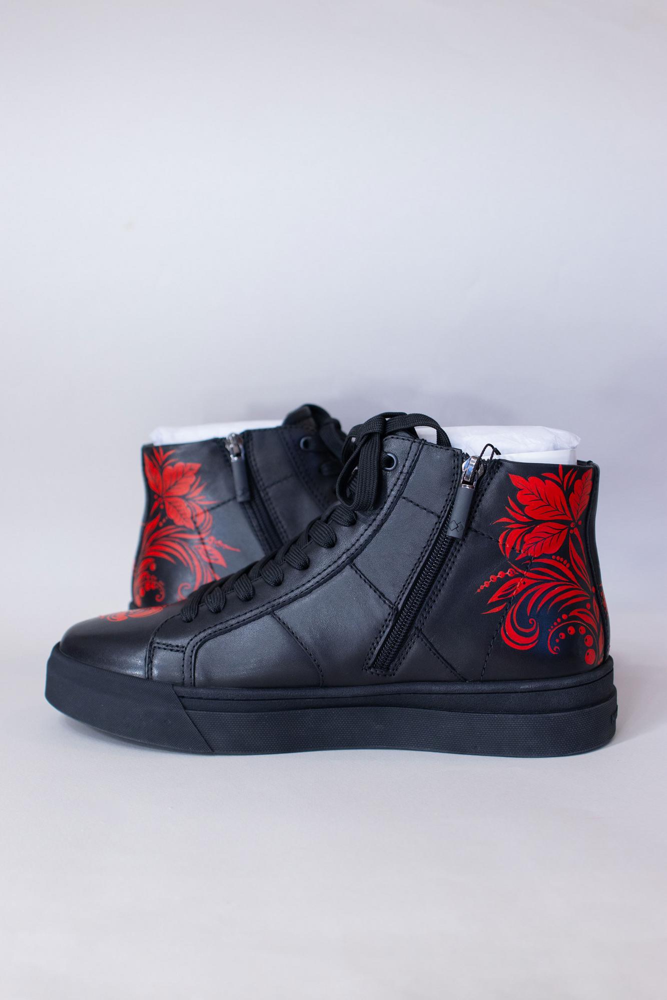 Роспись кожаных кед - Узоры Хохломы