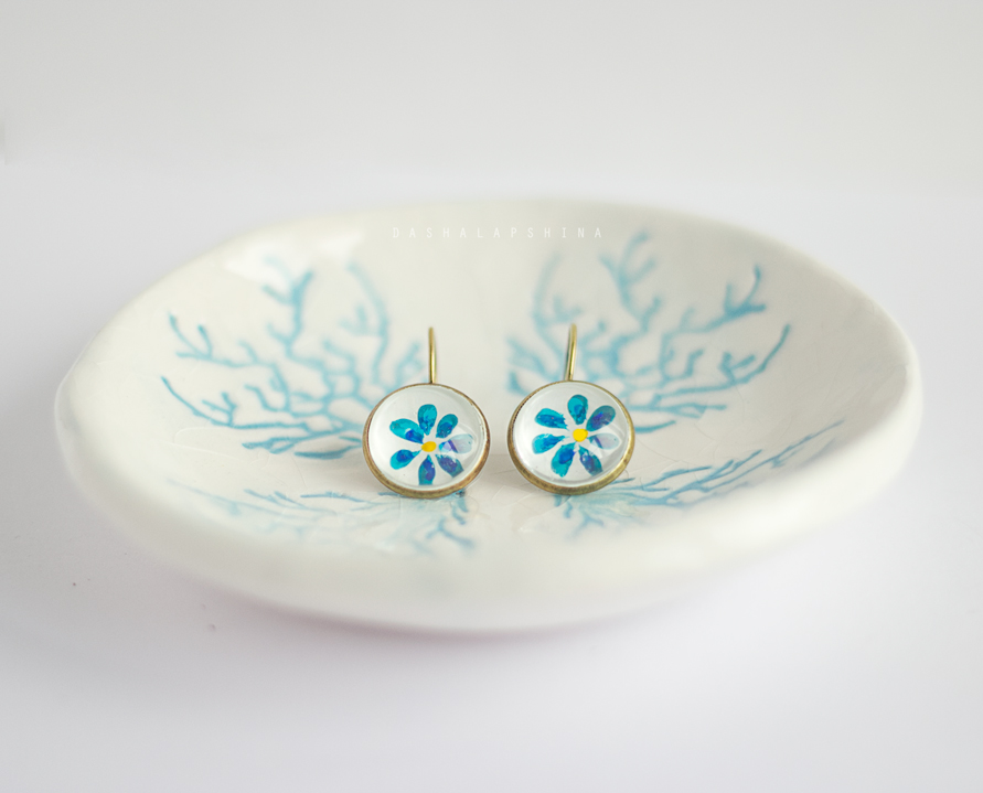 Серьги с росписью "Forget-me-not"