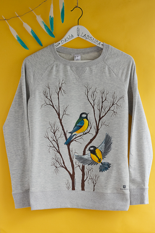 Свитшот с росписью - Синицы