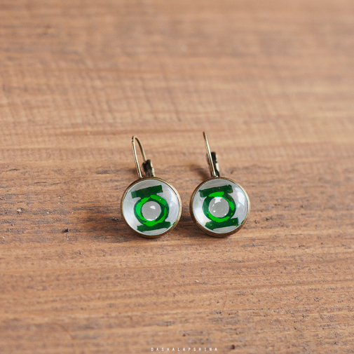 Серьги с росписью The Green Lantern