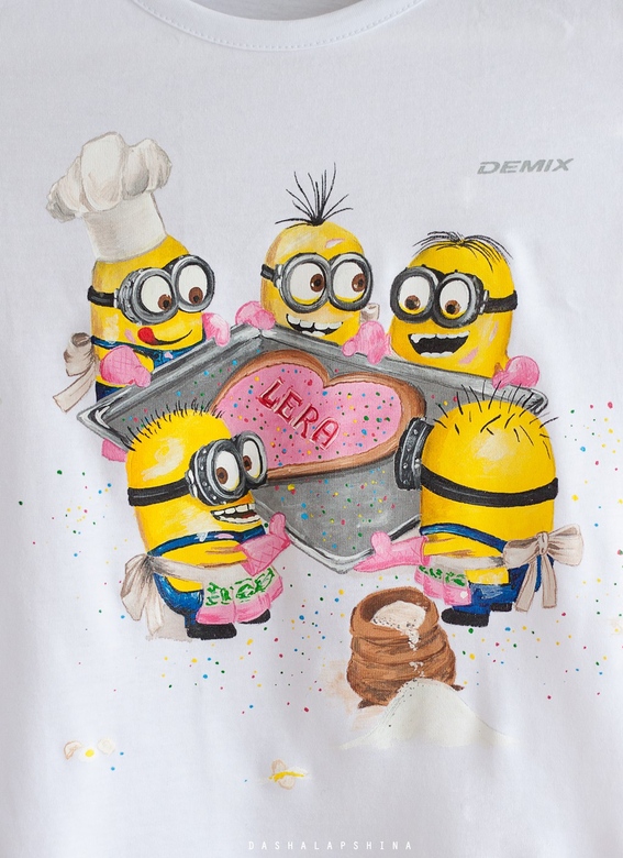Детская Футболка с росписью Birthday Minions