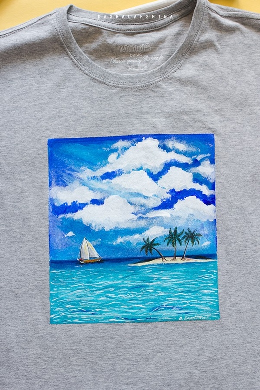 Мужская футболка с росписью - Тропический день