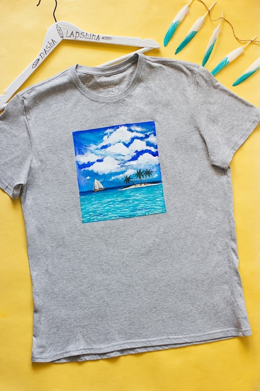 Мужская футболка с росписью - Тропический день