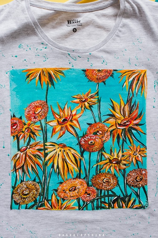 Футболка с росписью "Подсолнухи Ван Гога"