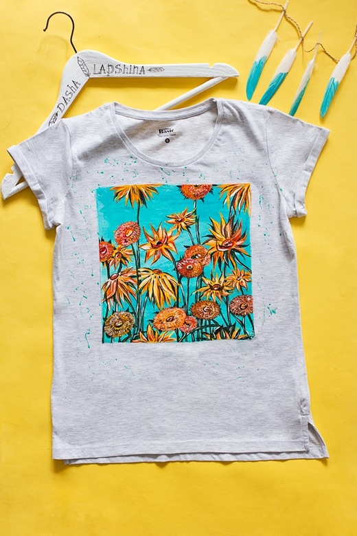 Футболка с росписью "Подсолнухи Ван Гога"