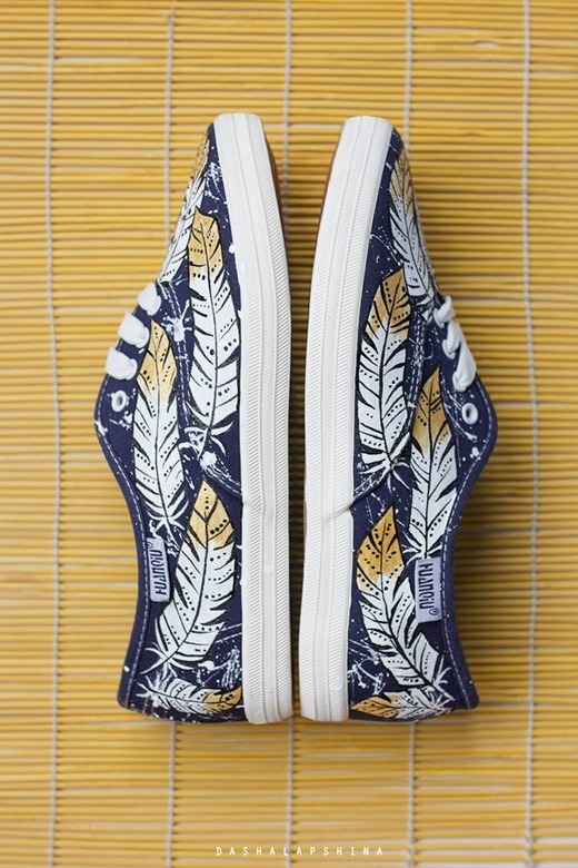Кеды с росписью "Сказочные Перья"