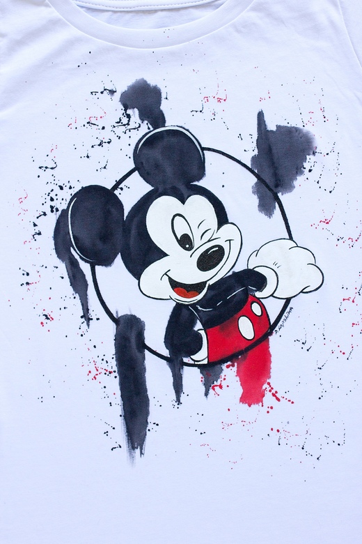Футболка с росписью Микки Маус "Да и..."
