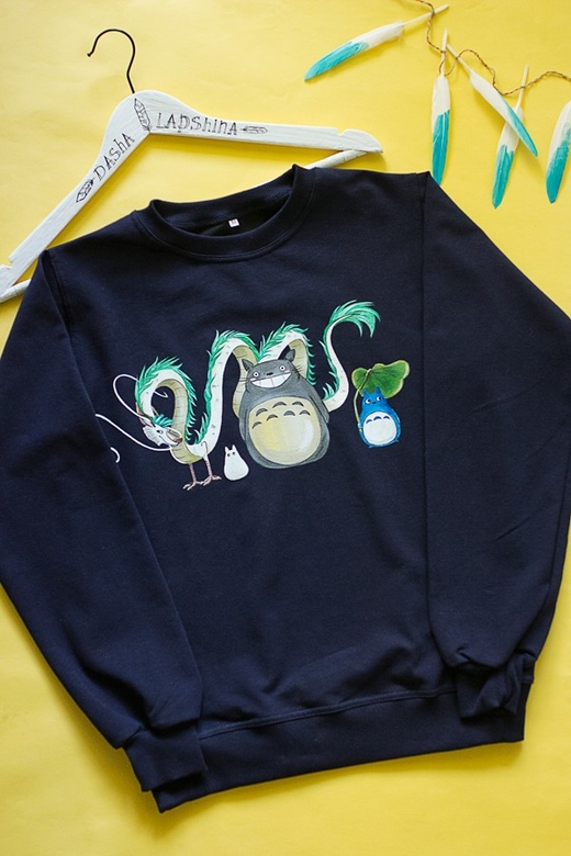 Свитшот с росписью "Тоторо + Хаку"