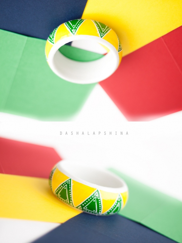 Браслет с росписью "Геометрия летнего утра"