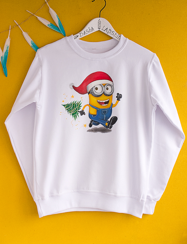 Свитшот с росписью - Новогодний Миньон