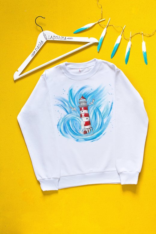 Свитшот с росписью "Маяк. Море"