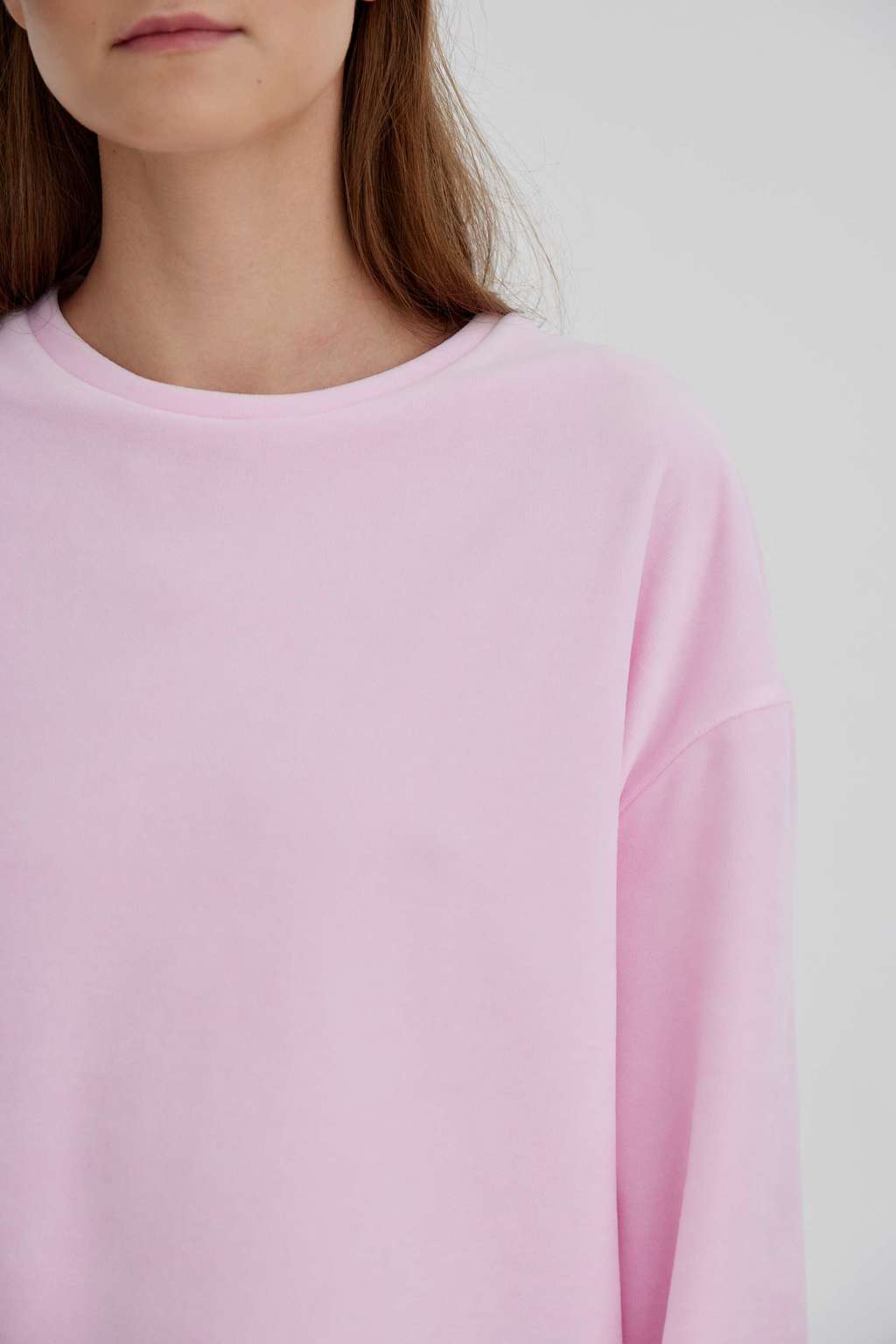 Bright pink velour sweatshirt