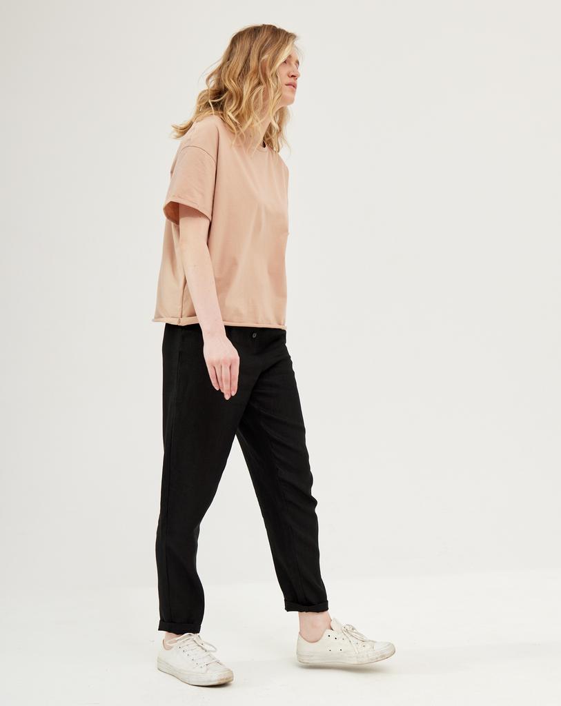 Black linen trousers