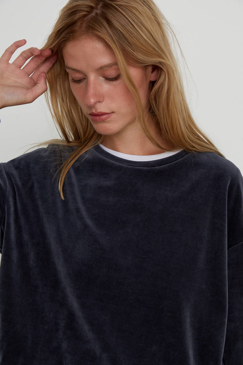 Navy velour sweatshirt