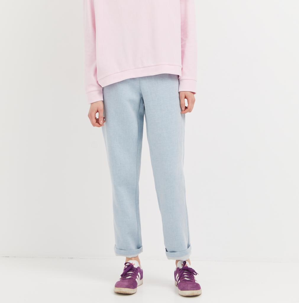 Blue linen and cotton trousers