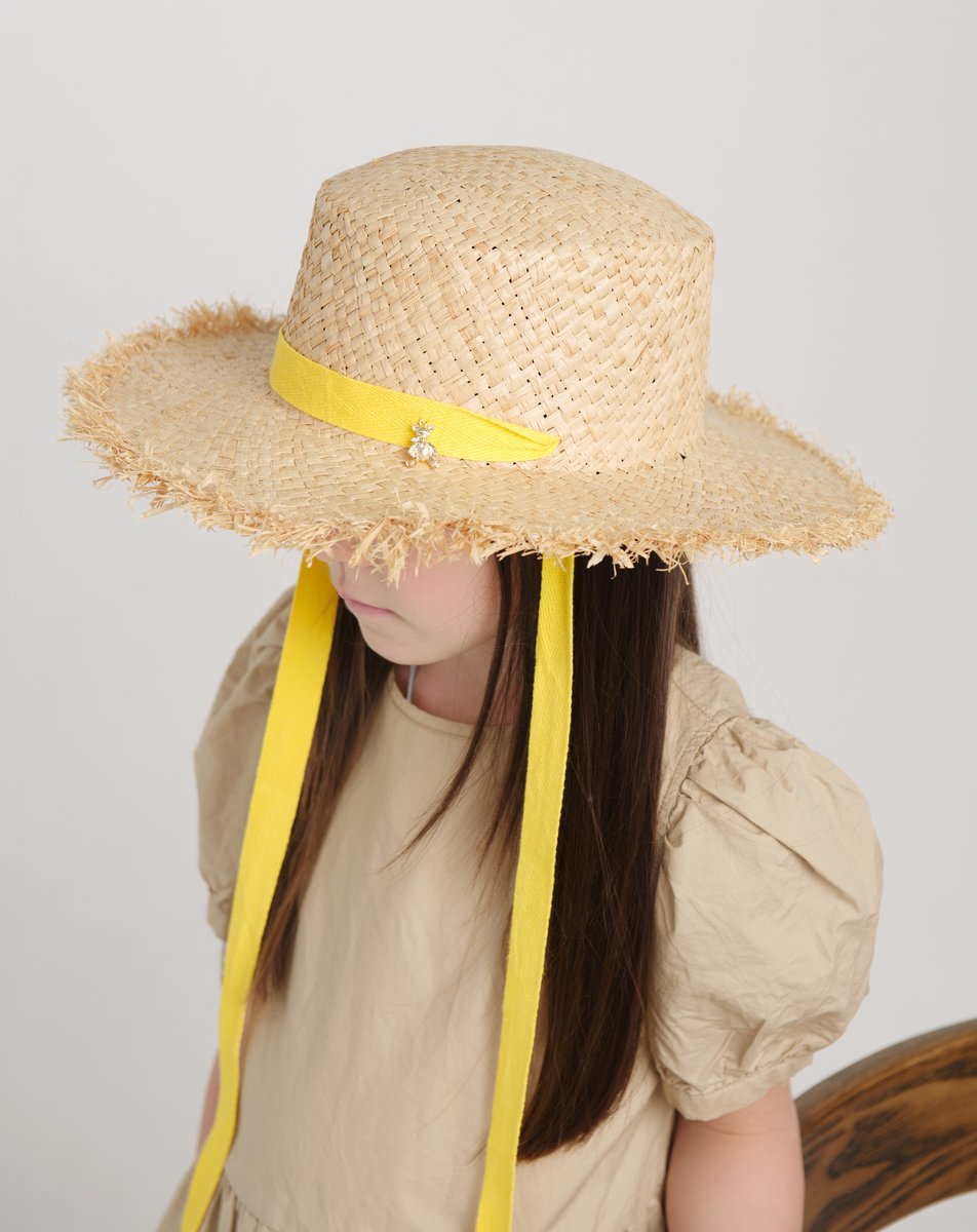 Шляпа соломенная с широкими полями, цвет: желтый