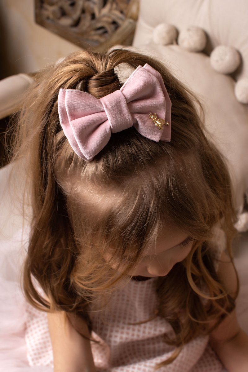 Бант на заколке «Velvet Pink» размер S