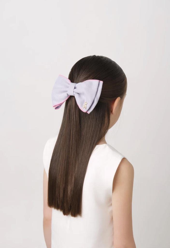 Бант на заколке «Adelina» цвет сиреневый/розовый кант