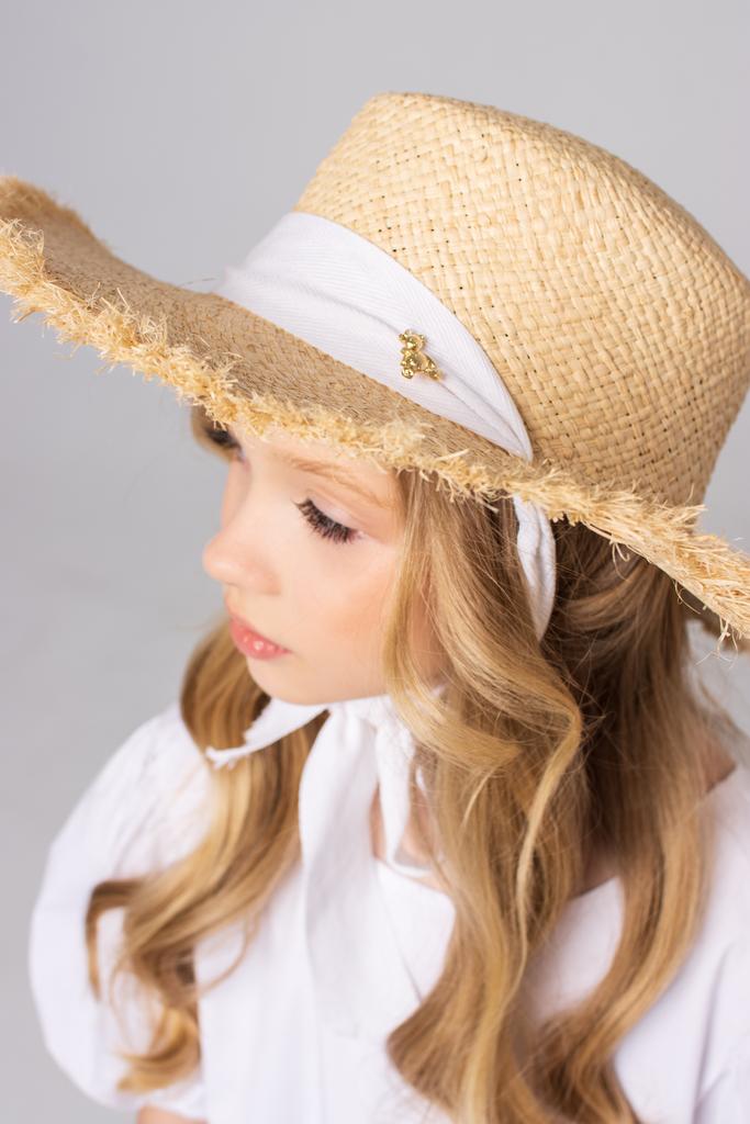 Шляпа соломенная с широкими полями, цвет: белый