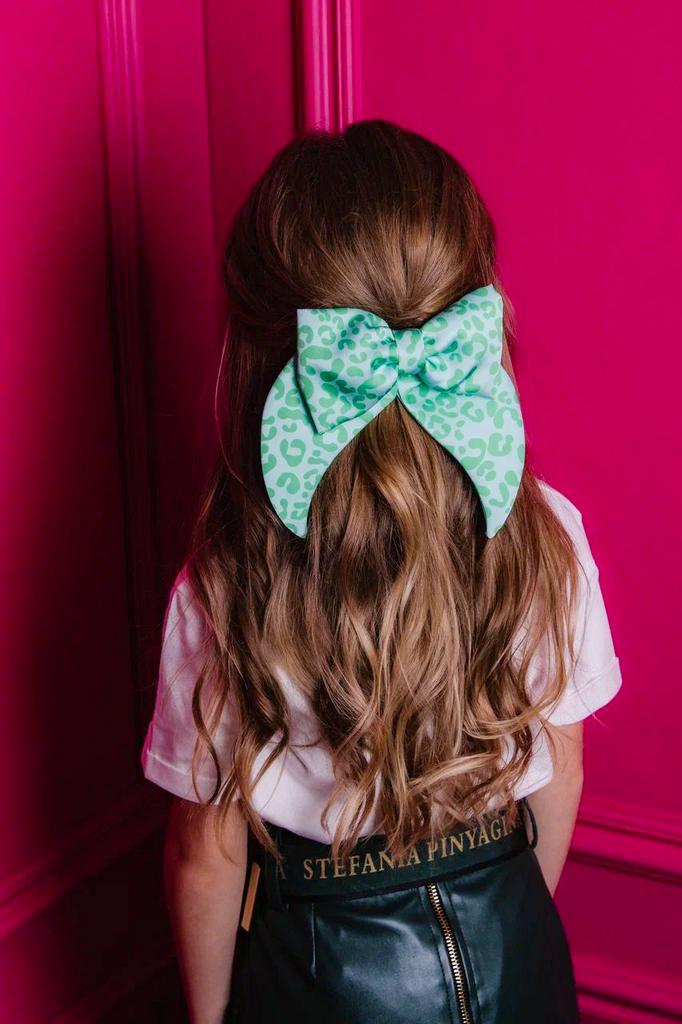 Бант на заколке «Lovely/Leopard», цвет: зеленый