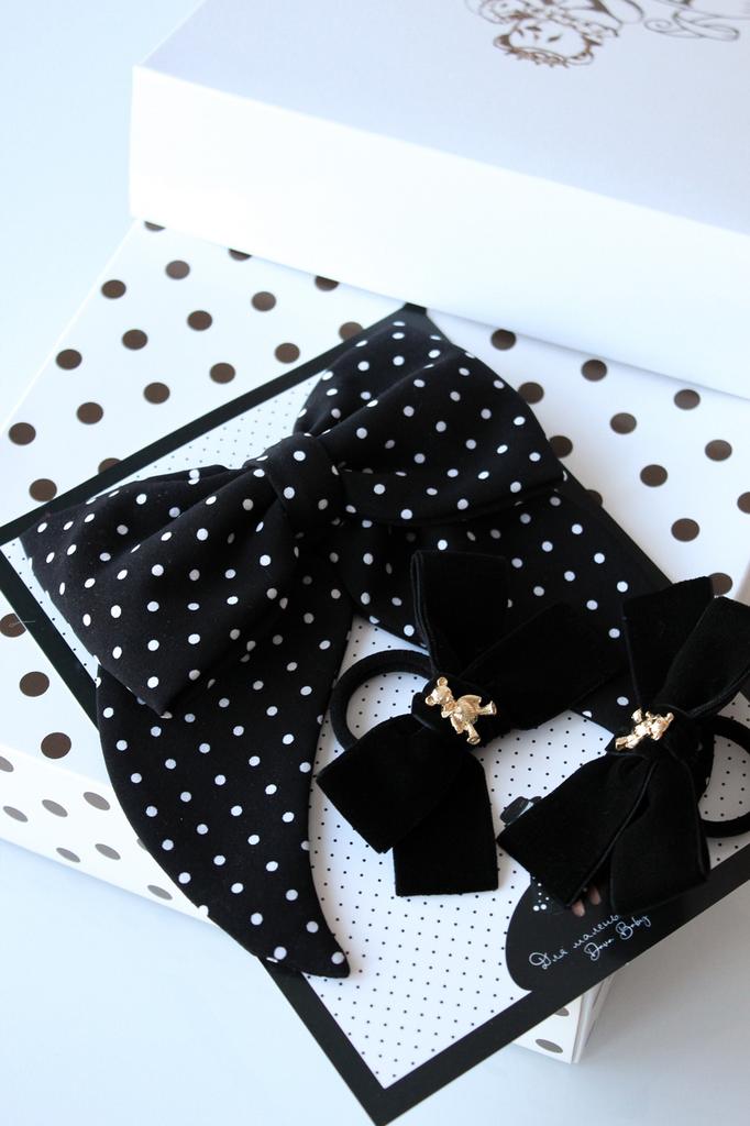 Подарочный набор Бант Monro Black + 2 резинки "Золотой мишка mini" цвет черный
