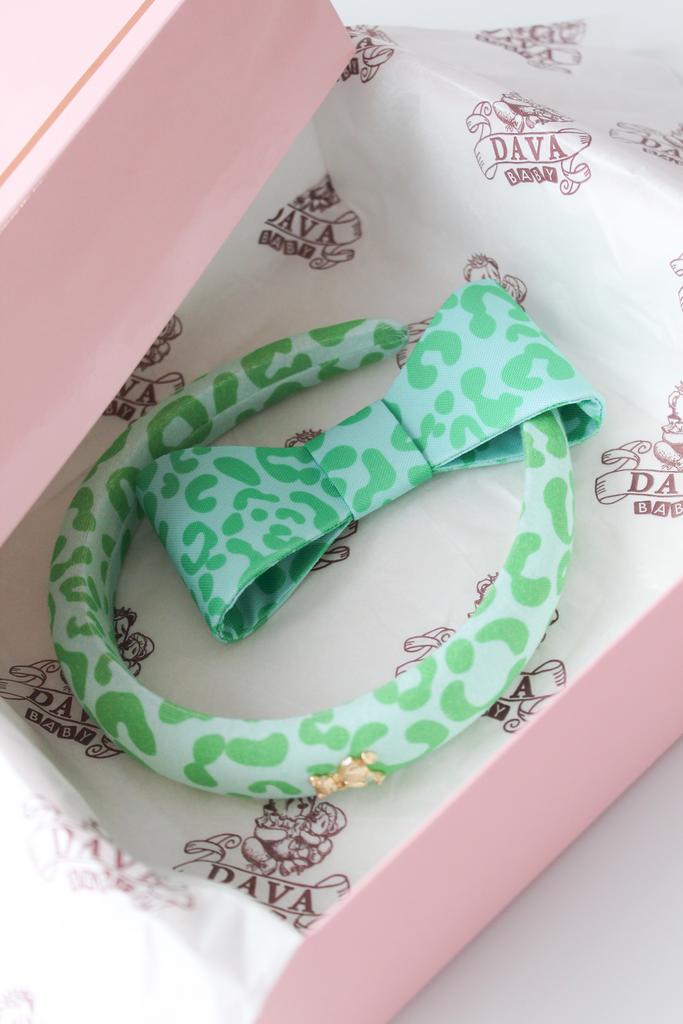 Набор подарочный ободок "Золотой мишка" и заколка Betty Leopard Green