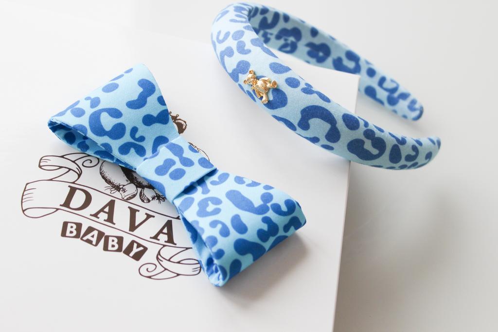 Набор подарочный ободок "Золотой мишка" и заколка Betty Leopard Blue